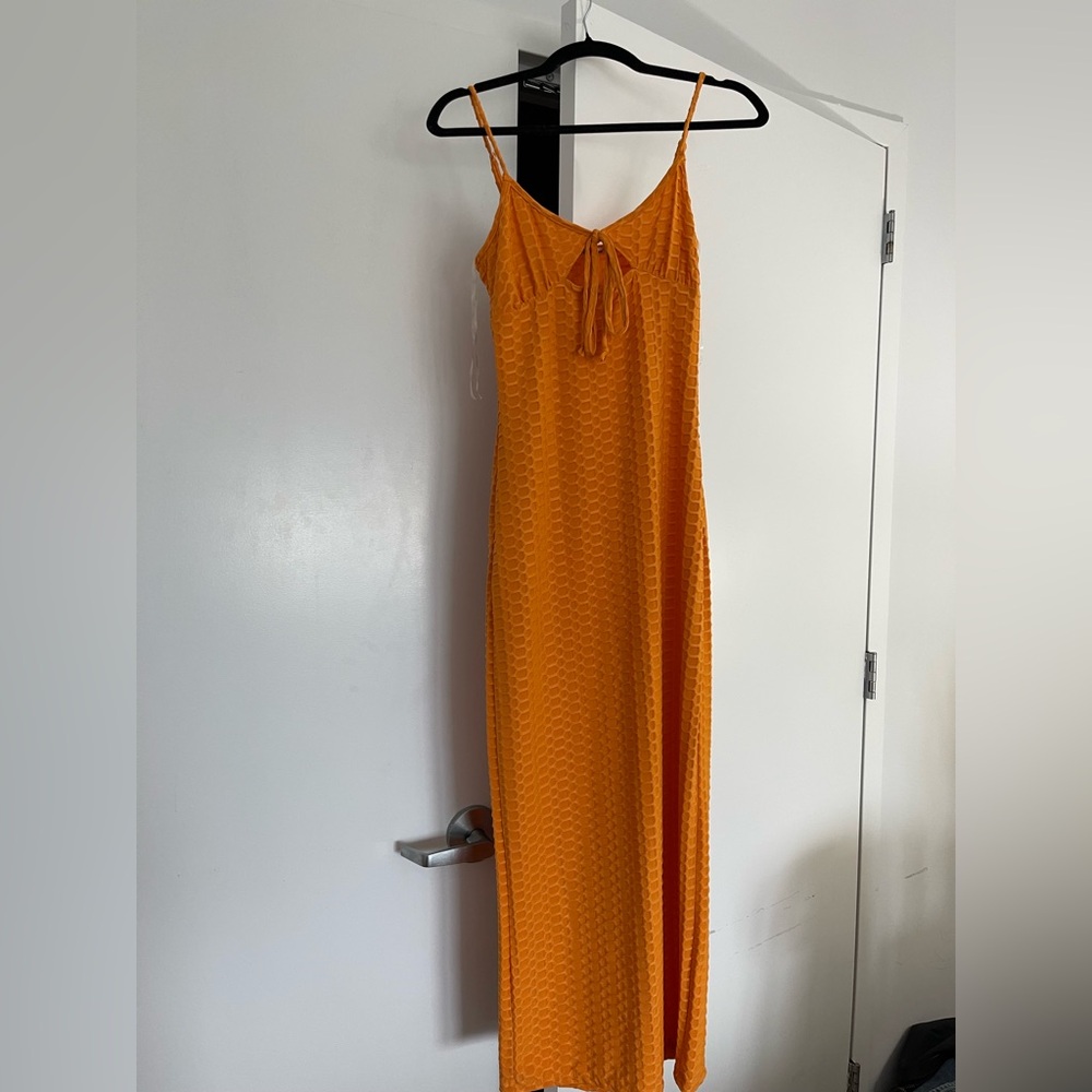 Vibrant Orange Sleeveless Maxi Dress